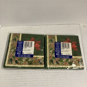Celebrate With Two Poinsettia Christmas‎ Holiday Party Paper Luncheon Napkins